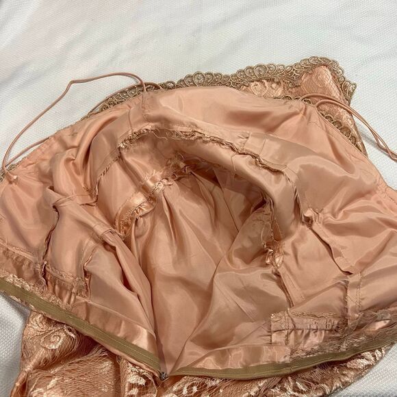 Vintage Handmade Unique Peach Lace Spaghetti Strap Dress - Picture 4 of 9